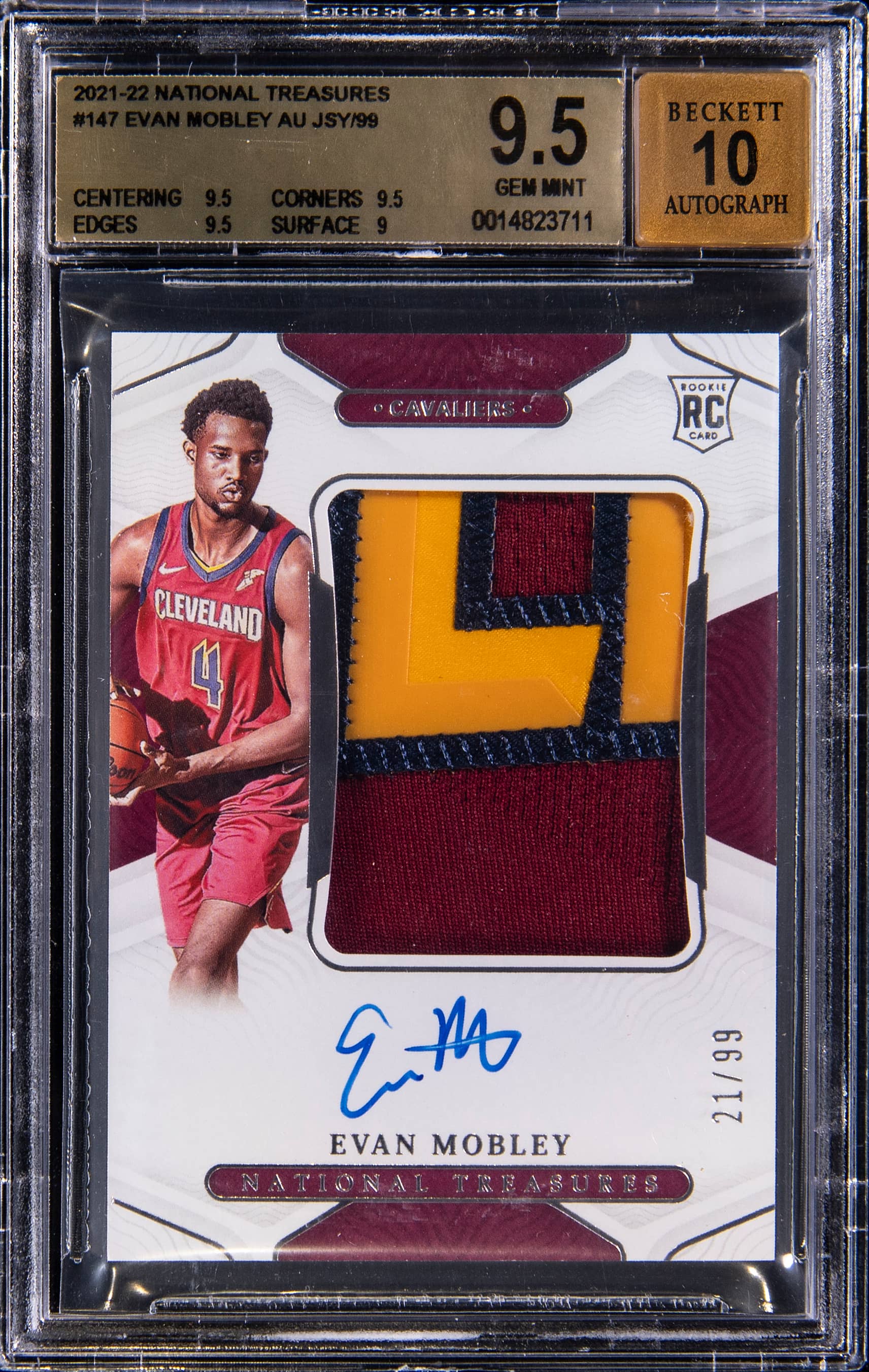 2021 National Treasures Rookie Patch Autograph Evan Mobley #147 /99