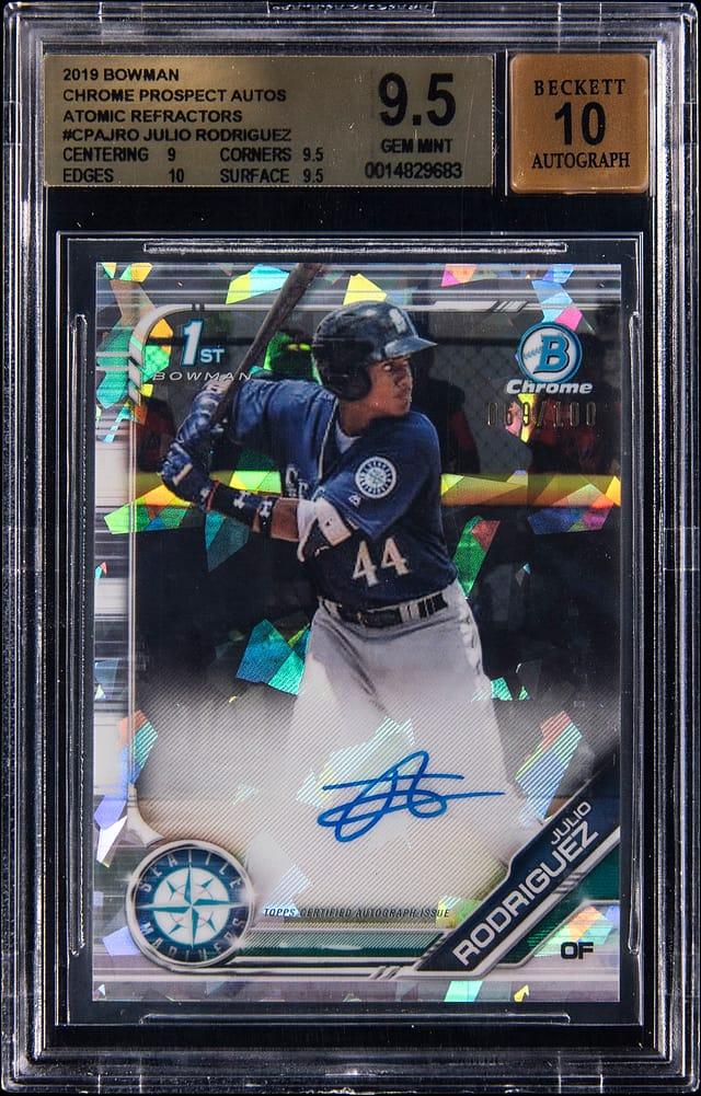 2019 Bowman Chrome Prospect Autograph Atomic Refractor #CPA-JRO Julio Rodriguez Signed Rookie Card (