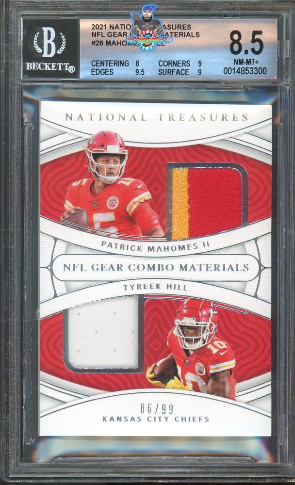 2021 National Treasures NFL Gear Combo Materials Patrick Mahomes Ii/Tyreek Hill #26 /99