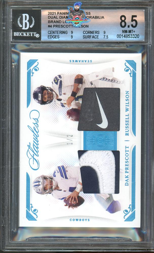 2021 Panini Flawless Dual Diamond Memorabila Brand Logos Dak Prescott/Russell Wilson #4 /2