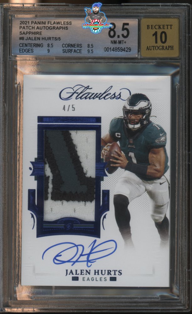 2021 Panini Flawless Patch Autograph Sapphire Jalen Hurts #8 /5