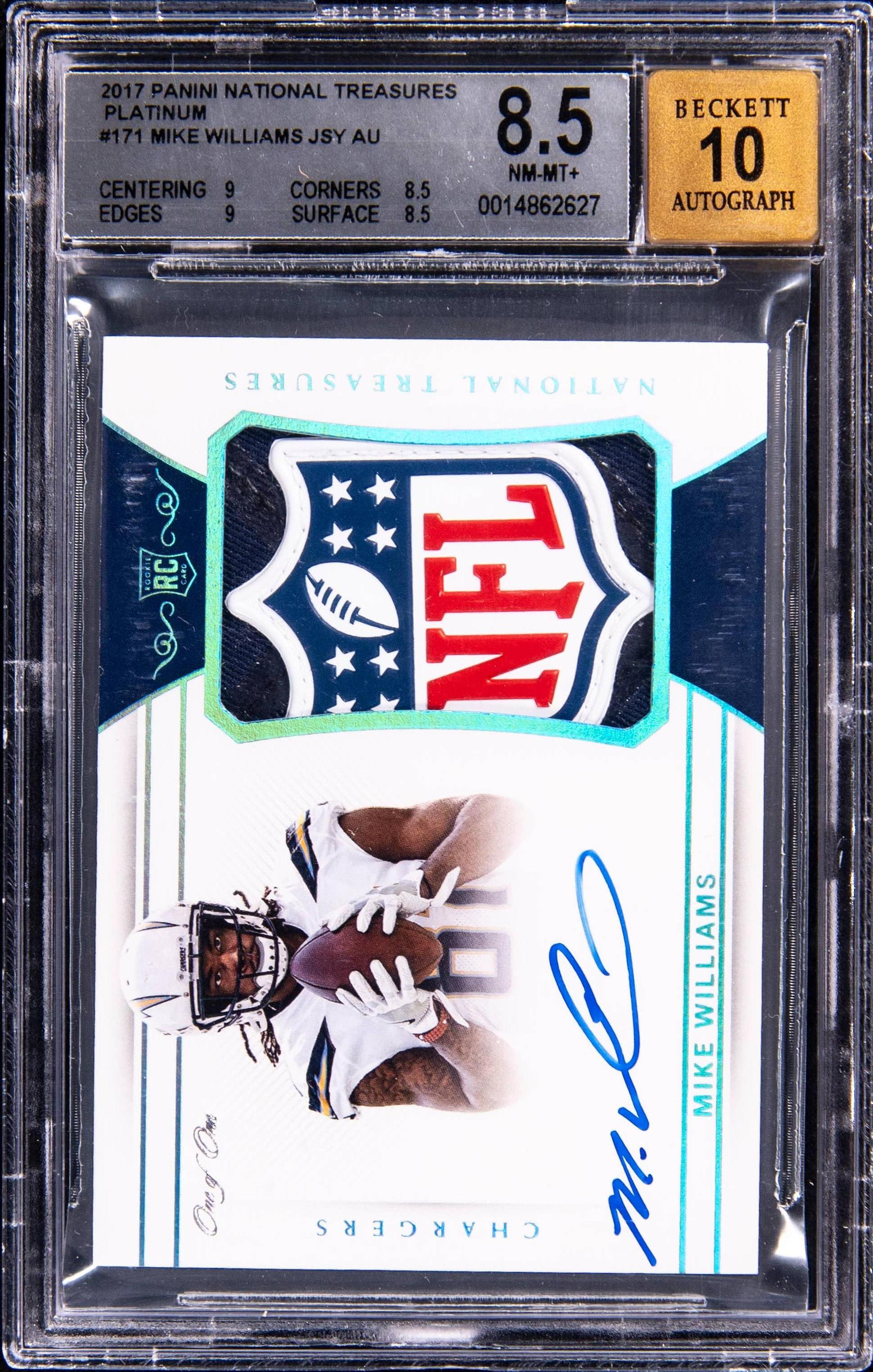 2017 National Treasures Rookie Patch Autograph Platinum Mike Williams #171 /1