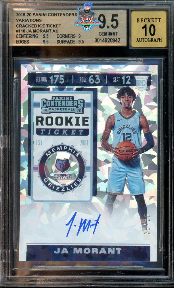 2019 Panini Contenders Photo Variations Cracked Ice Variation Autograph Ticket Ja Morant #118 /25
