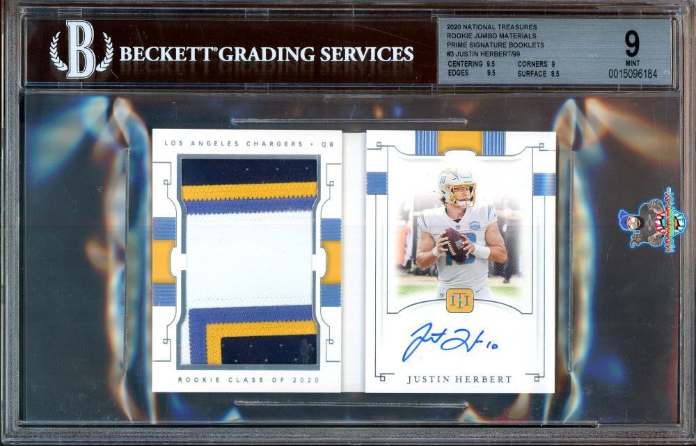 2020 National Treasures Rookie Jumbo Material Prime Signature Booklet Justin Herbert #3 /99