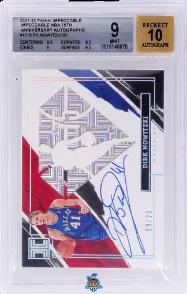 2021 Panini Impeccable NBA 75th Anniversary Autograph Dirk Nowitzki #75-DNK /25