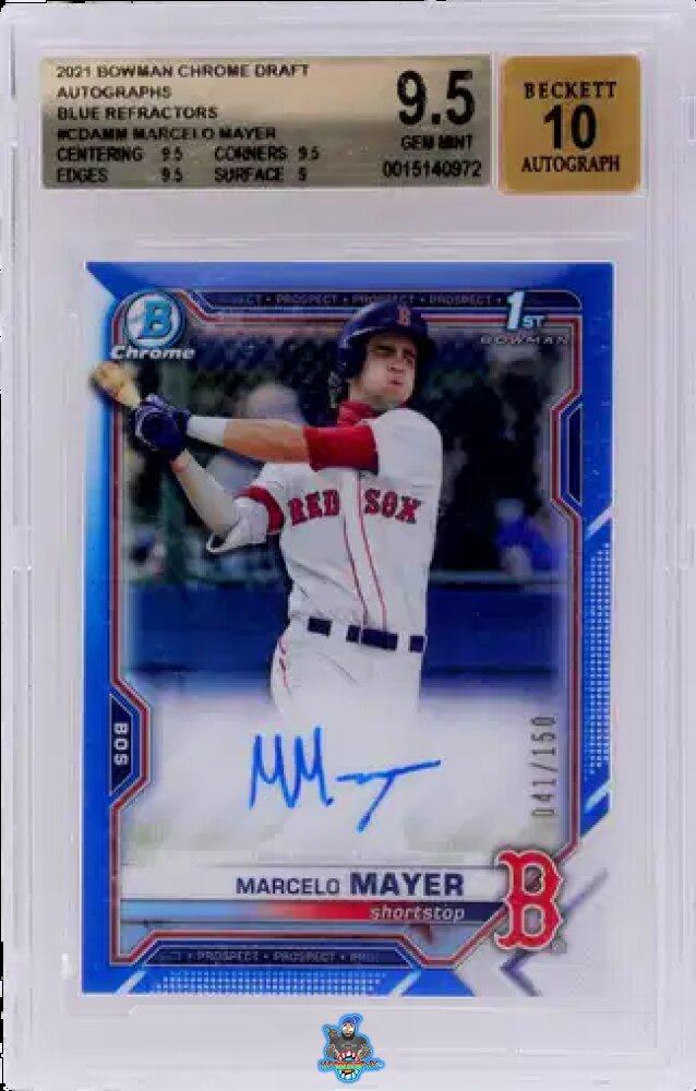 2021 Bowman Draft Chrome Autograph Blue Refractor Marcelo Mayer #CDAMM /150