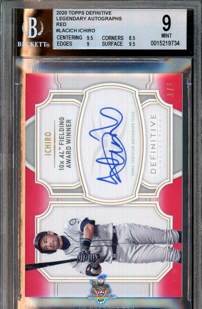 2020 Topps Definitive Collection Legendary Autograph Red Ichiro Suzuki #LACICH /1