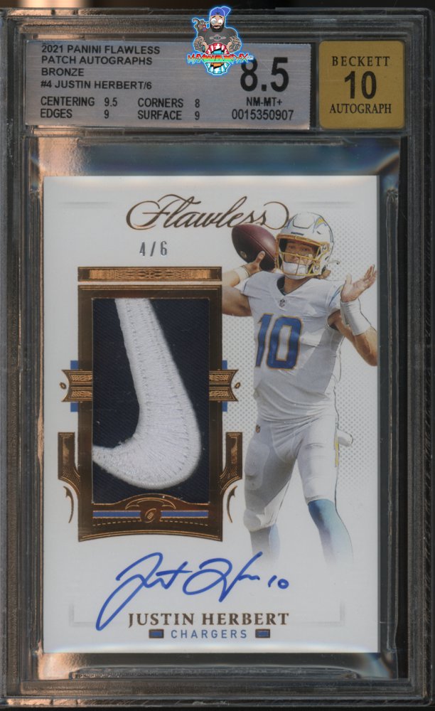 2021 Panini Flawless Patch Autograph Bronze Justin Herbert #4 /6
