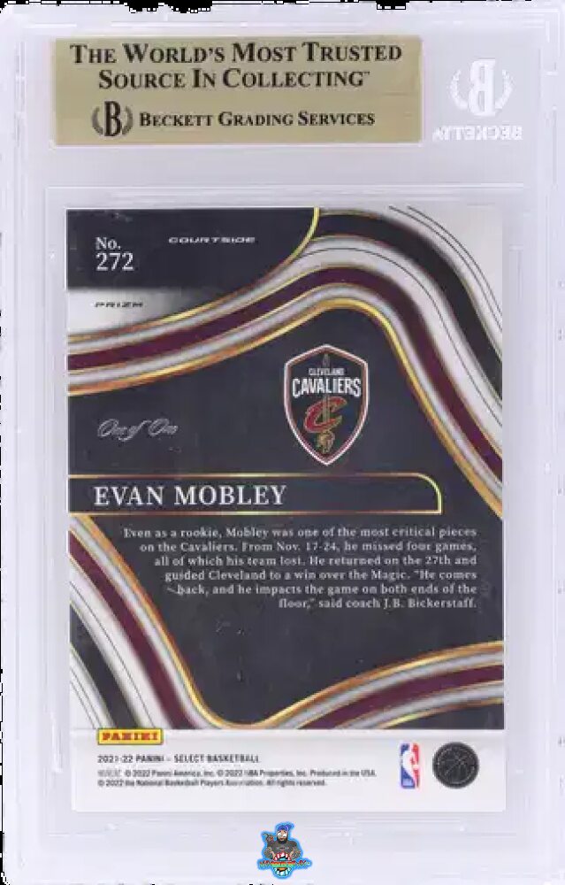 Back of 2021 Select Black Flash Prizm Evan Mobley #272 /1