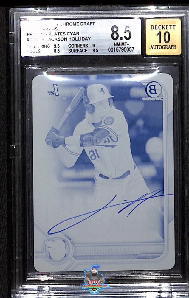 2022 Bowman Draft Chrome Autograph Printing Plate Cyan Jackson Holliday #CDAJH /1