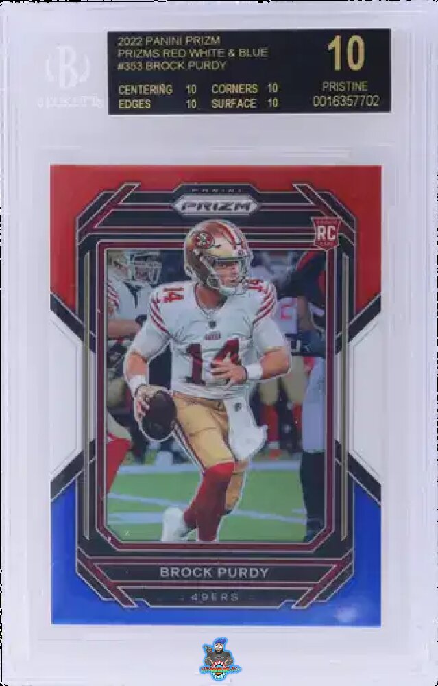 2022 Panini Prizm Red White and Blue Prizm Brock Purdy #353