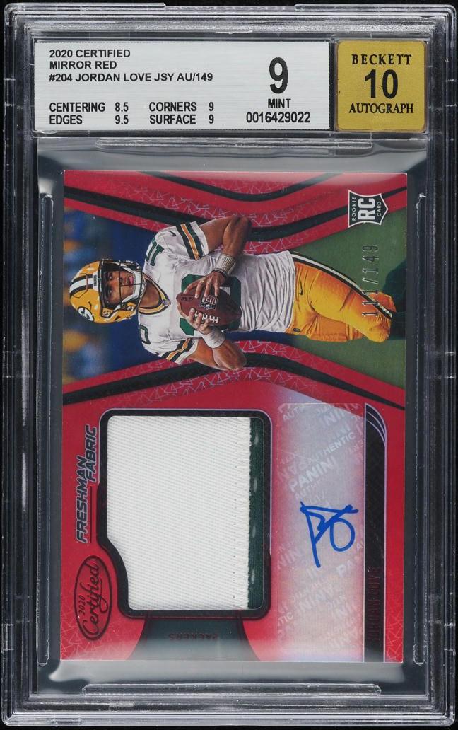 2020 Panini Certified Jordan Love Freshman Fabric Jersey Autograph Mirror Red