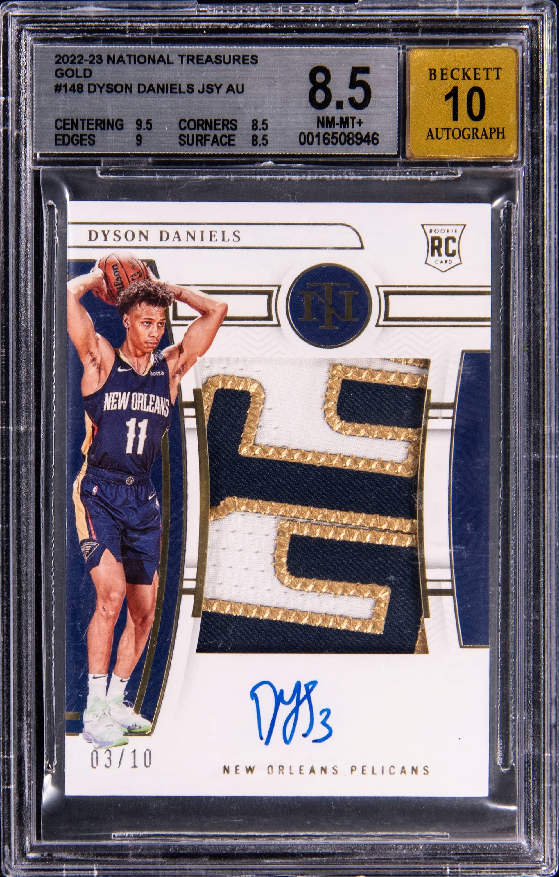 2022 National Treasures Rookie Patch Autograph Gold Dyson Daniels #148 /10
