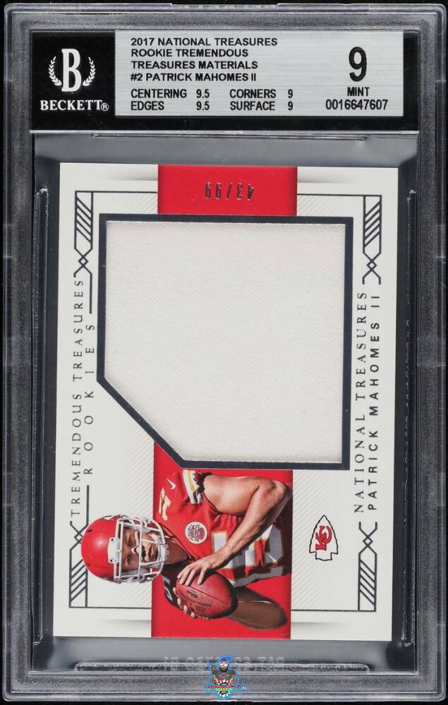 2017 National Treasures Rookie Tremendous Treasures Material Patrick Mahomes II #2 /99