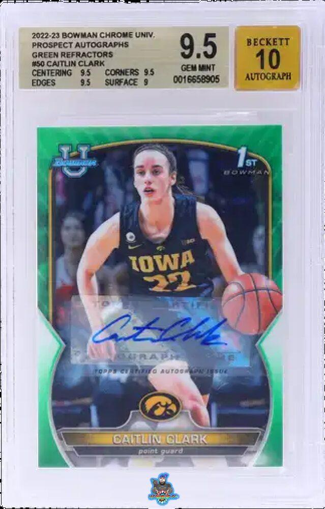 2022 Bowman Chrome University Prospect Autograph Green Refractor Caitlin Clark #50 /99