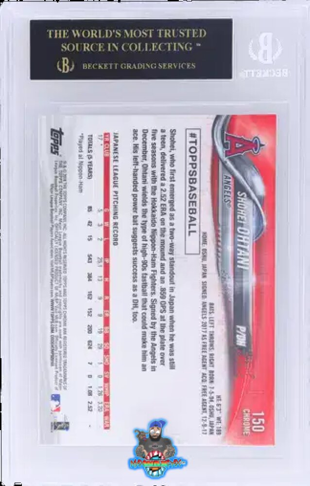 Back of 2018 Topps Chrome Pitching Shohei Ohtani #150