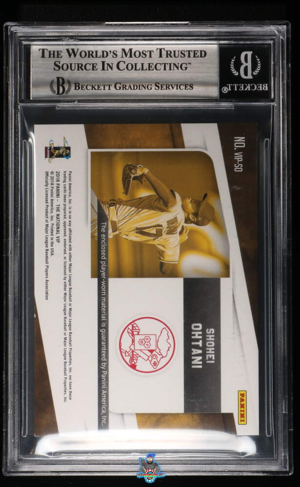 Back of 2018 Panini National Convention Gold VIP Massive Material Shohei Ohtani #VIPSO /10