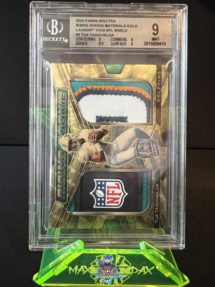 2020 Panini Spectra Rising Rookie Material Gold Laundry Tag NFL Shield Prizm Tua Tagovailoa #2 /1