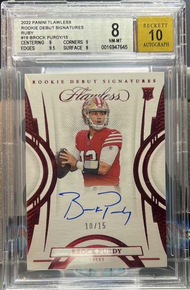 2022 Panini Flawless Rookie Debut Signature Ruby Brock Purdy #RDS-BP /15