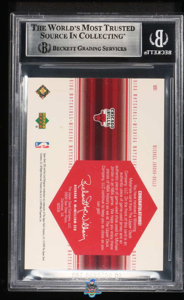 Back of 1999 Spx Winning Materials Michael Jordan #WM1