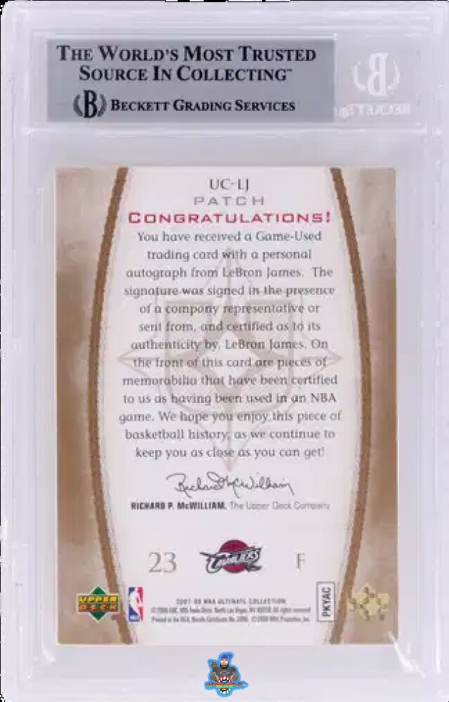 Back of 2007 Ultimate Collection Ultimate Commitment Patch LeBron James #UC-LJ /10