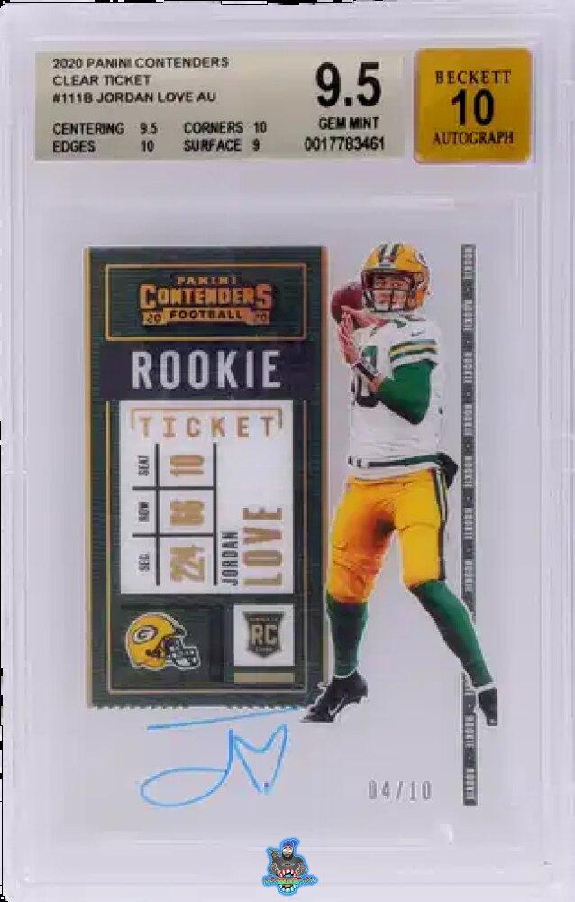 2020 Panini Contenders Team Helmet Variation Clear Rookie Ticket Autograph Jordan Love #111B /10