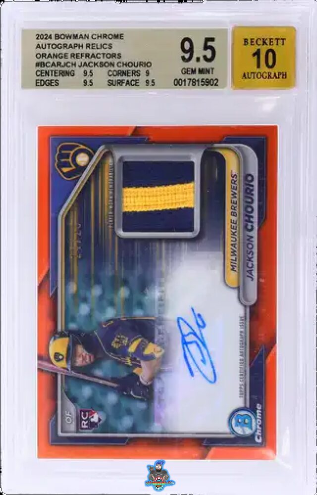 2024 Bowman Chrome Autograph Relic Orange Refractor Jackson Chourio #BCARJCH /25