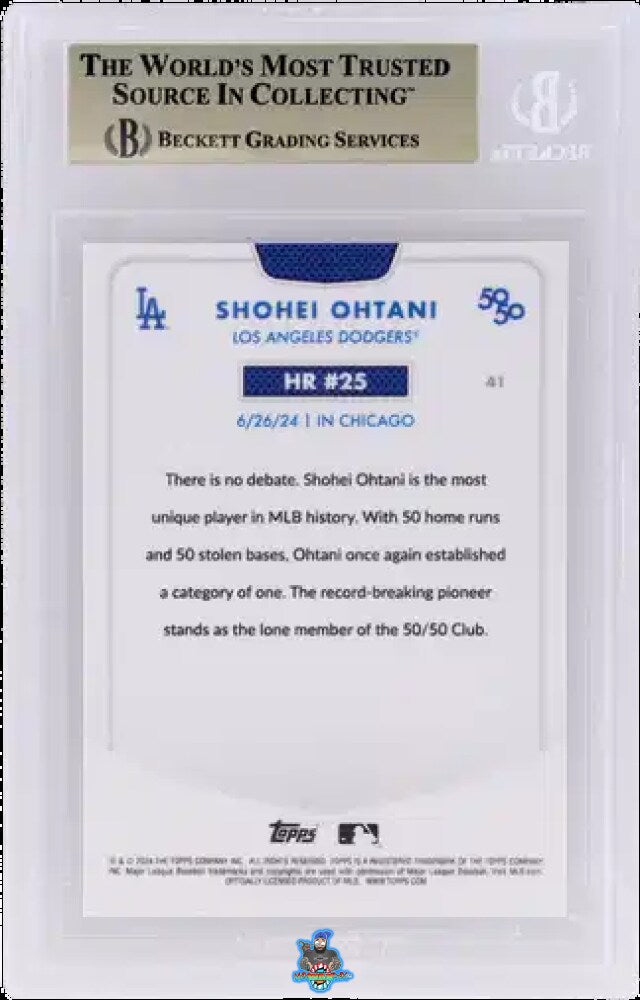 Back of 2024 Topps 50/50 Ohtani Chrome Red Refractor Shohei Ohtani #41 /5