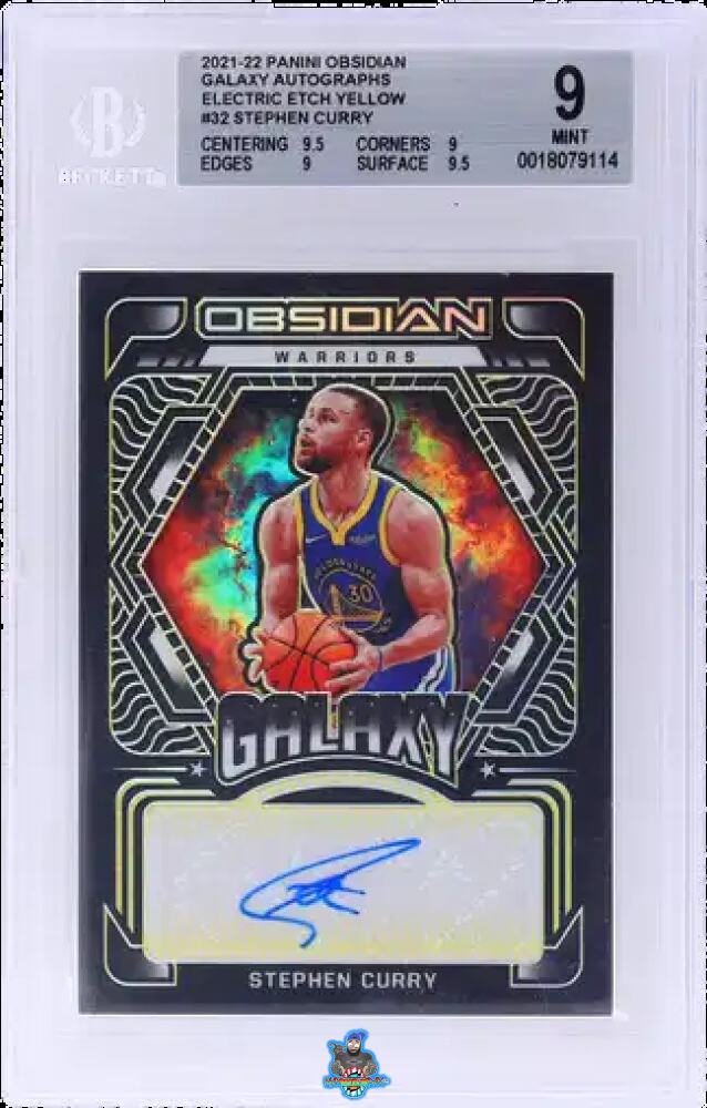 2021 Panini Obsidian Galaxy Autograph Electric Etch Yellow Stephen Curry #32 /10