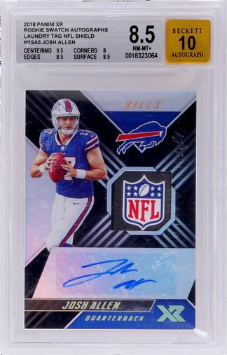 2018 Panini XR Josh Allen Rookie Swatch Autograph Laundry Tag NFL Shield