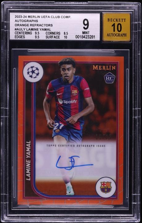 2023 Topps Merlin UEFA Club Competitions Autograph Orange Refractor Lamine Yamal #AULY /25