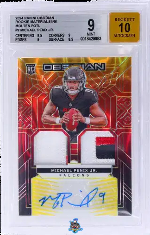 2024 Panini Obsidian Rookie Materials Ink Molten Fotl Michael Penix Jr. #RMIMPJ /28