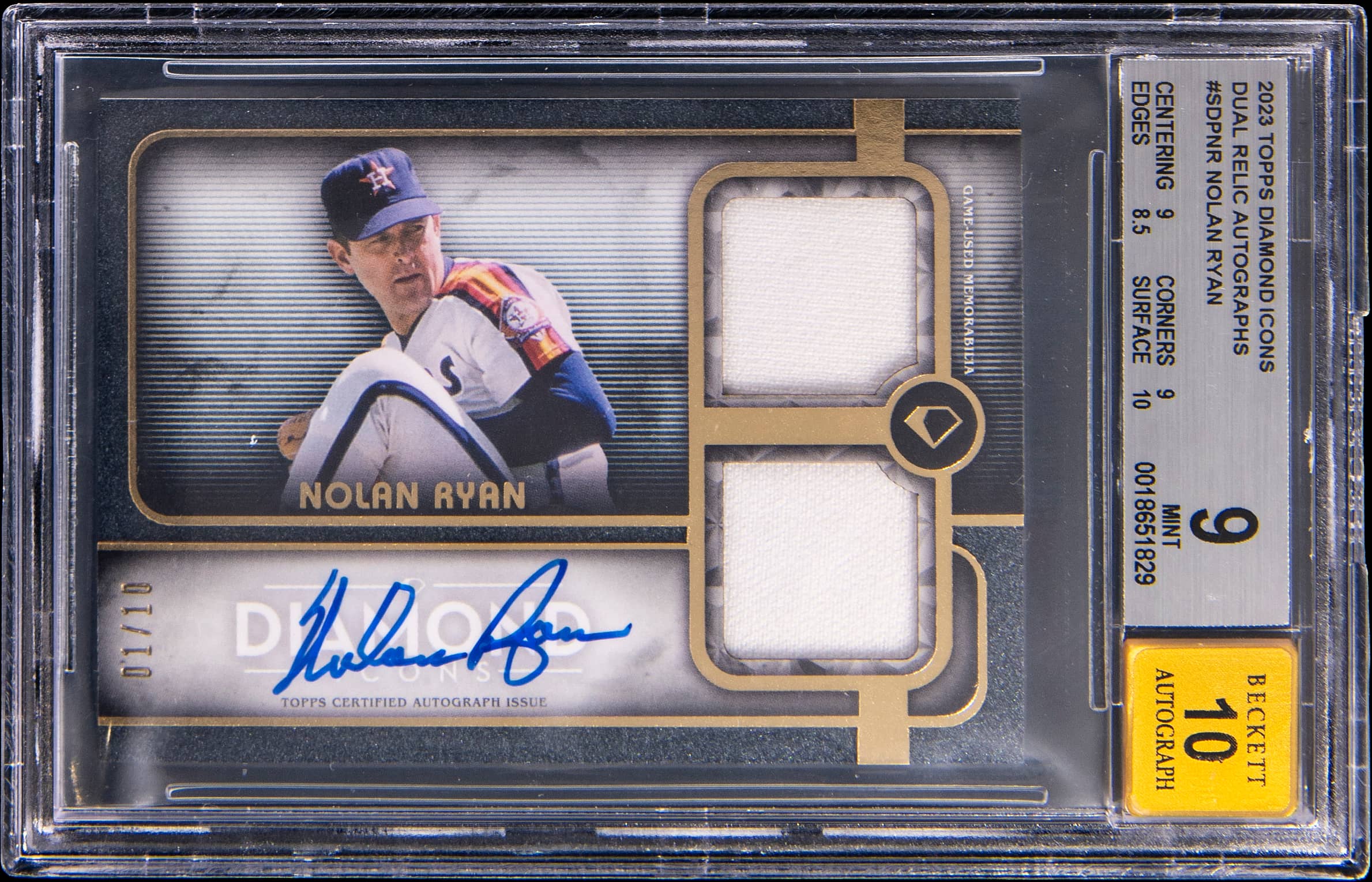 2023 Diamond Icons Dual Relic Autographs Nolan Ryan #SDPNR
