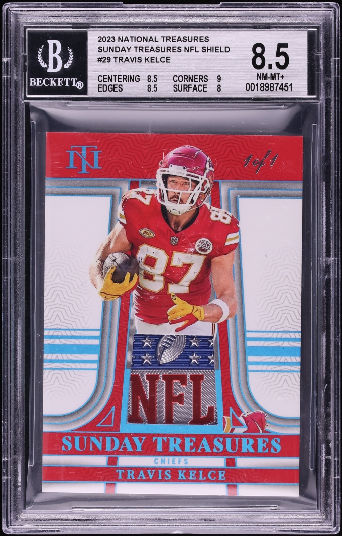 2023 Panini National Treasures Sunday Treasures NFL Shield Travis Kelce #29