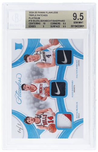 2024 Panini Flawless Triple Patches Platinum Matas Buzelis/Dalton Knecht/Reed Sheppard #TP-BSK /1