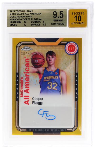 2024 Topps Chrome Mcdonald's All American Autograph Gold Refractor Cooper Flagg #SMSCOO 38/50 BGS 9.