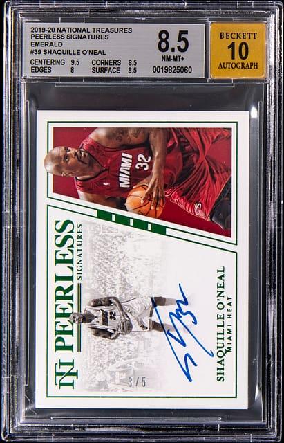 2019 National Treasures Peerless Signatures Emerald Shaquille O'Neal #39 /5