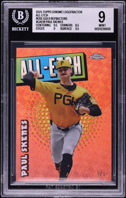 2025 Topps Chrome Logofractor All Etch Rose Gold Refractor Paul Skenes 1/1 #CAE-18 BGS 9 MINT