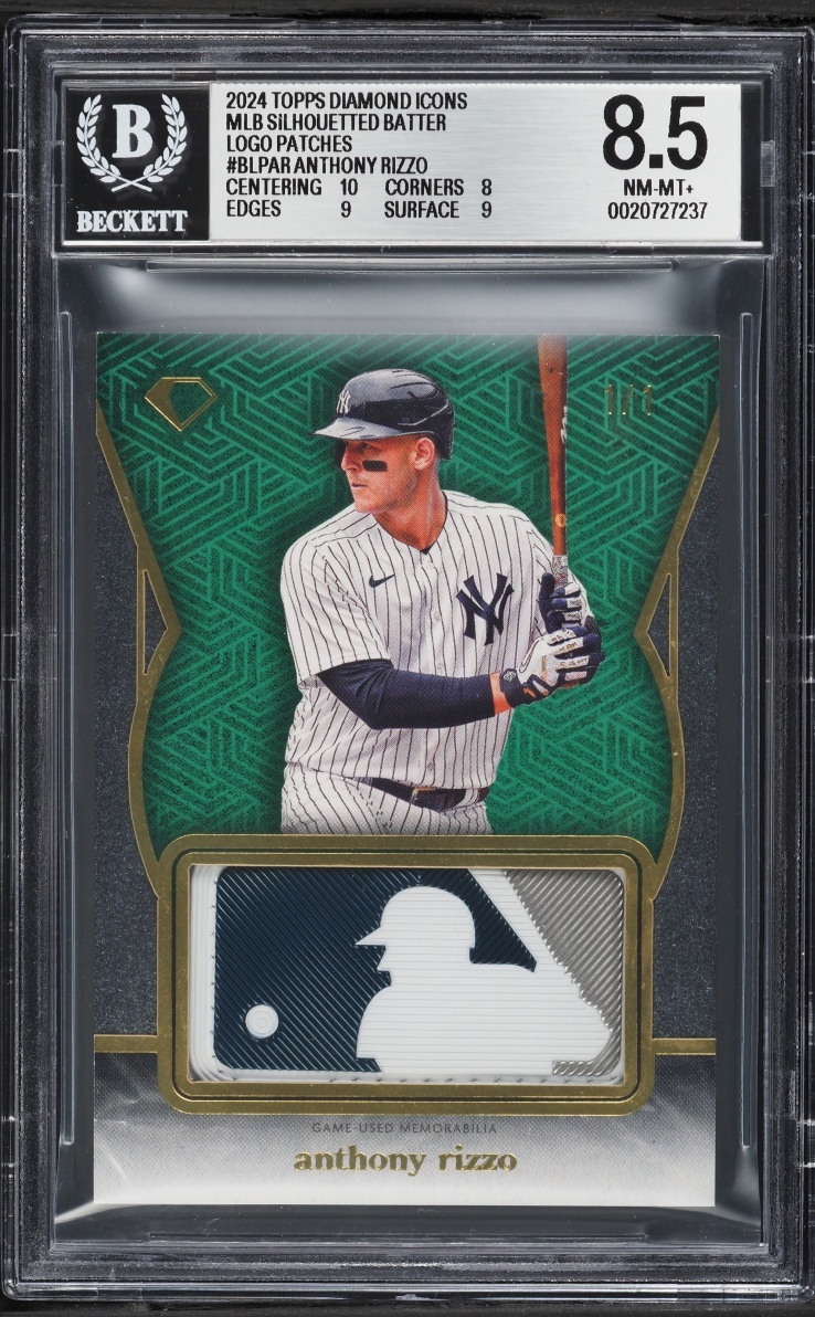 2024 Topps Diamond Icons Silhouetted Batter Logo Anthony Rizzo PATCH 1/1 #BLP-AR BGS 8.5 NM-MT+