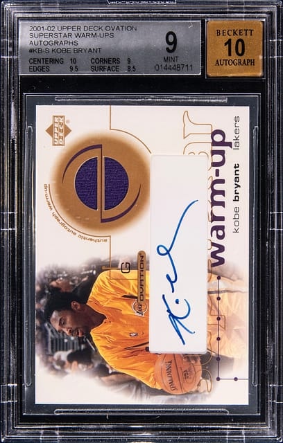 2001-02 Upper Deck Ovation Superstar Warm-Ups Autographs #KB-S Kobe Bryant Signed Relic Card - BGS M
