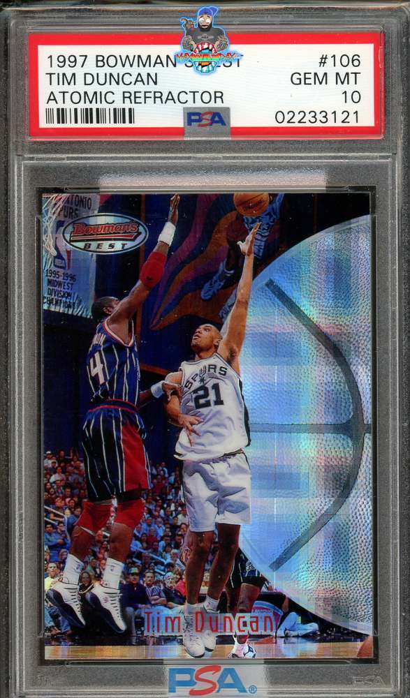 1997 Bowman's Best Atomic Refractor Tim Duncan #106