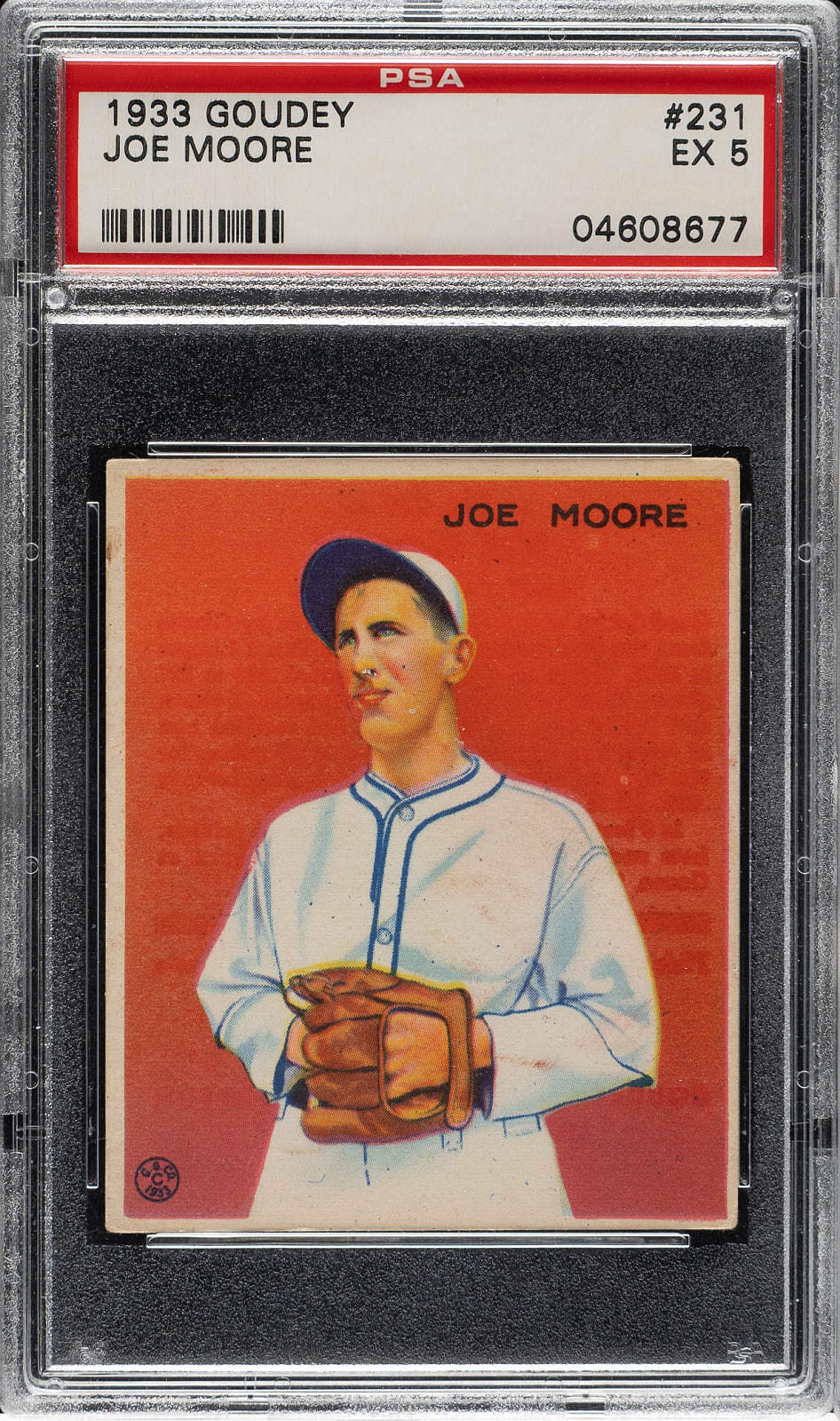 Lot # 1539: 1933 R319 Goudey #231 Joe Moore PSA EX 5