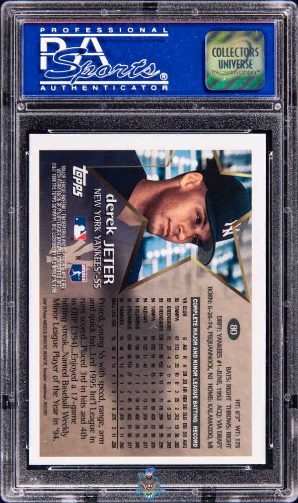Back of 1996 Topps Chrome Refractor Derek Jeter #80