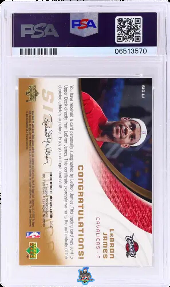 Back of 2004 SP Game Used Significance Gold LeBron James #LJ /10