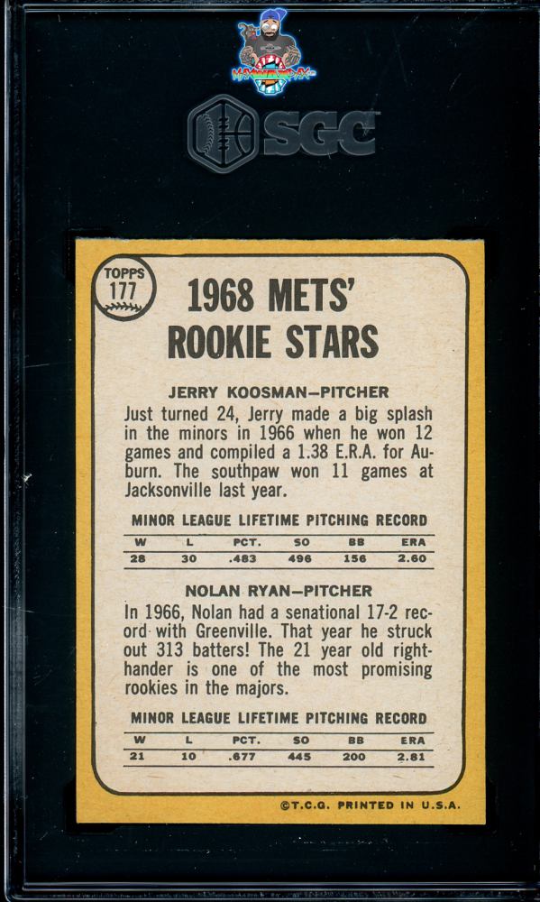 Back of 1968 Topps Nolan Ryan #177