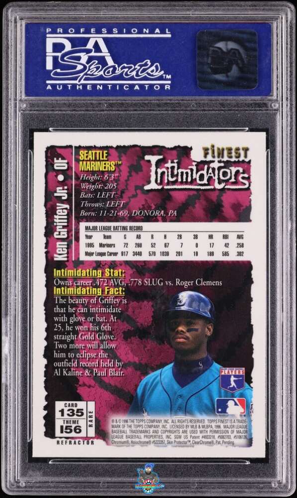 Back of 1996 Finest Refractor Ken Griffey Jr. #G135