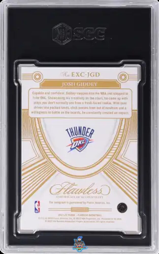 Back of 2021 Panini Flawless Excellence Sigs. Josh Giddey #EXC-JGD