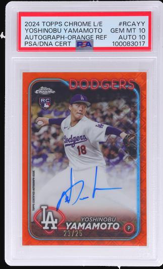 2024 Topps Chrome Logofractor Yoshinobu Yamamoto Autograph Orange Refractor