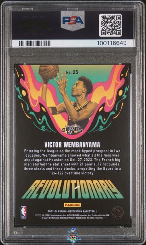 Back of 2023 Panini Revolution Revolutionary Victor Wembanyama #25
