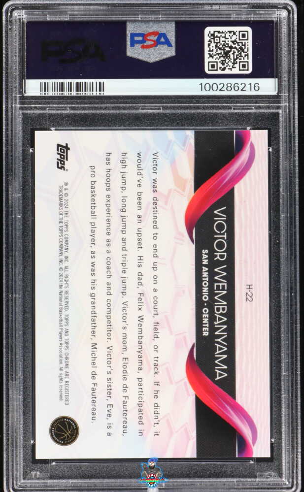 Back of 2023 Topps Chrome Helix Victor Wembanyama #H22